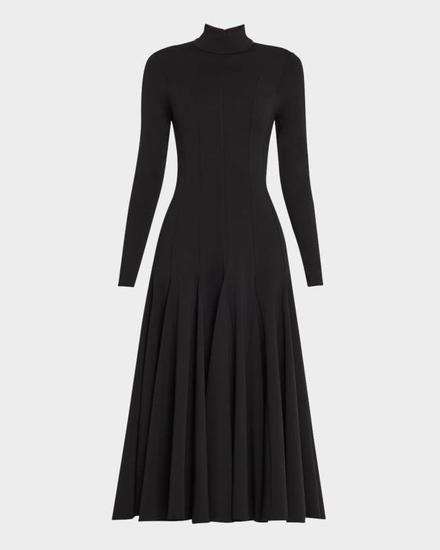 Elodie Turtleneck Pleated Midi Dress
